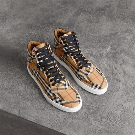 burberry high top sneakers|check cotton high top sneakers.